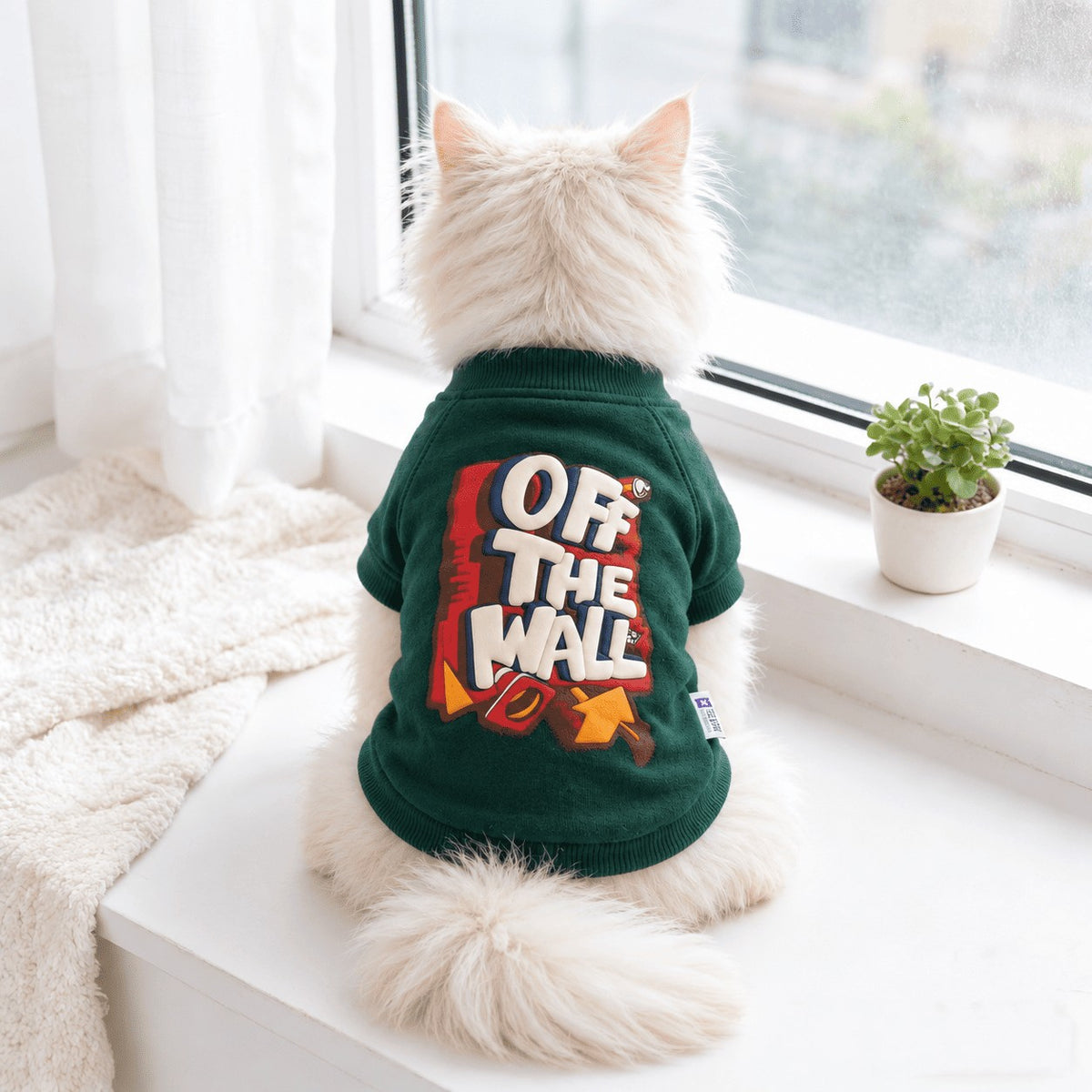 Green Chunky Print cat sweatshirt